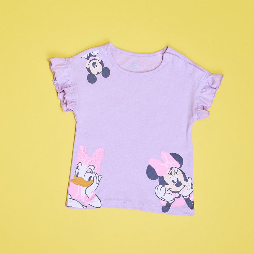 T-shirt manches courtes en jersey print Mickey Disney pour bébé fille - Lilas