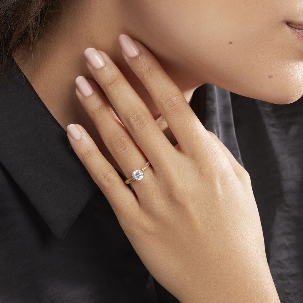 Bague Solitaire Veronique-marie Or Jaune Oxyde De Zirconium