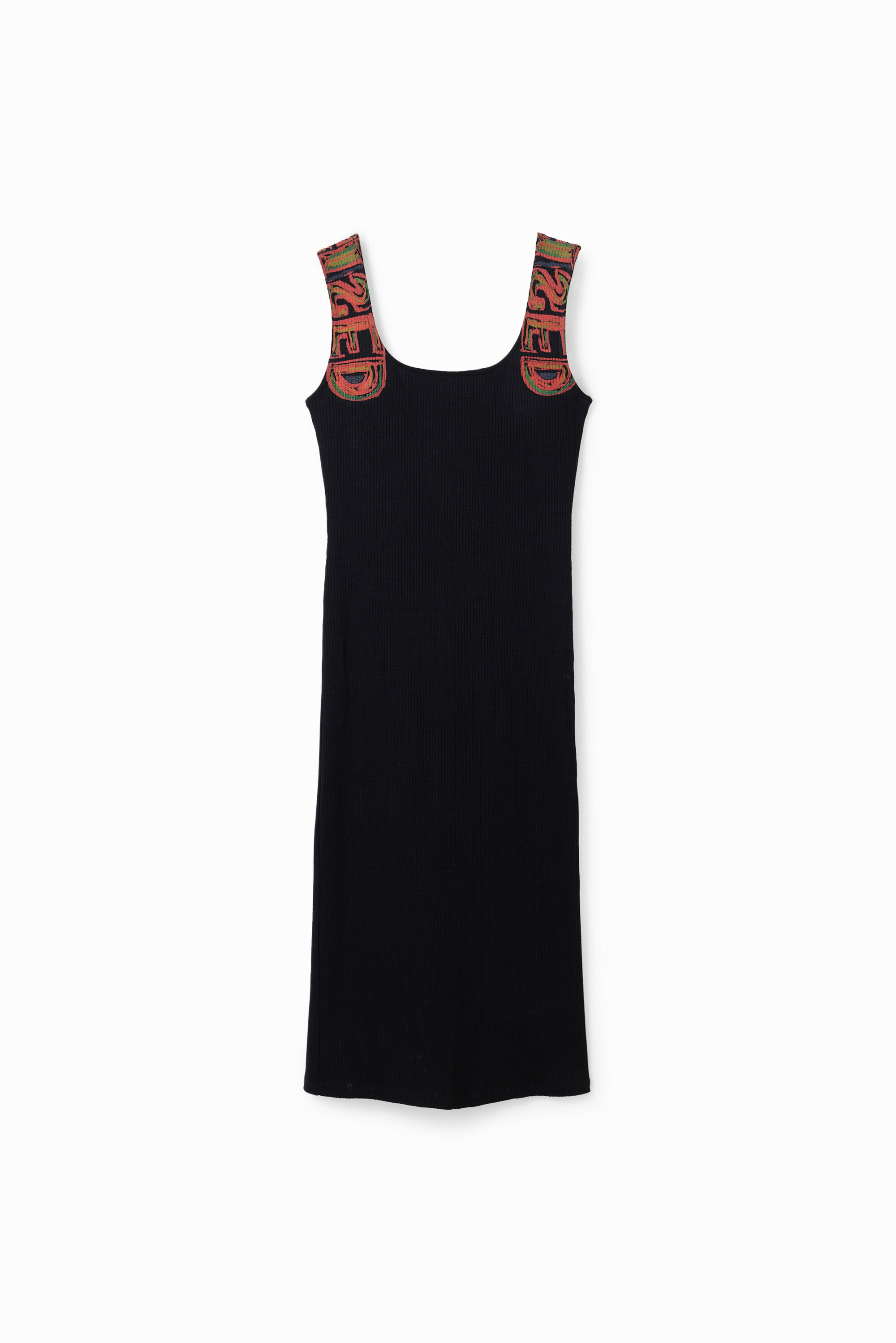 Robe ajustée bretelles tissu côtelé