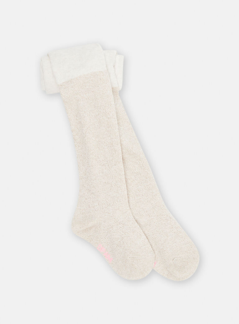 Collants écrus en lurex bébé fille