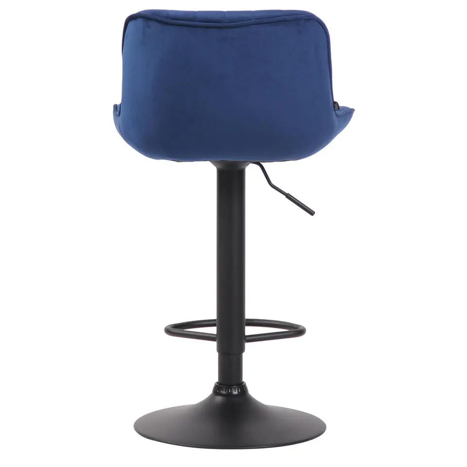CLP Barkruk Lentini zwart Frame - Fluweel - blauw