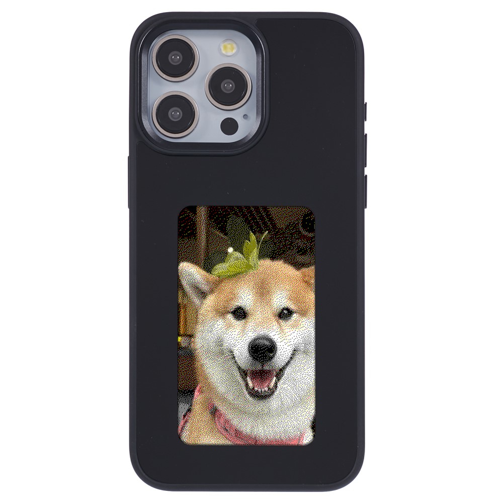 iPhone 14 Pro Max Hybrid Hülle TPU Bumper mit Acryl Rückseite   DIY E-Ink Display mit NFC Technologie - Schwarz