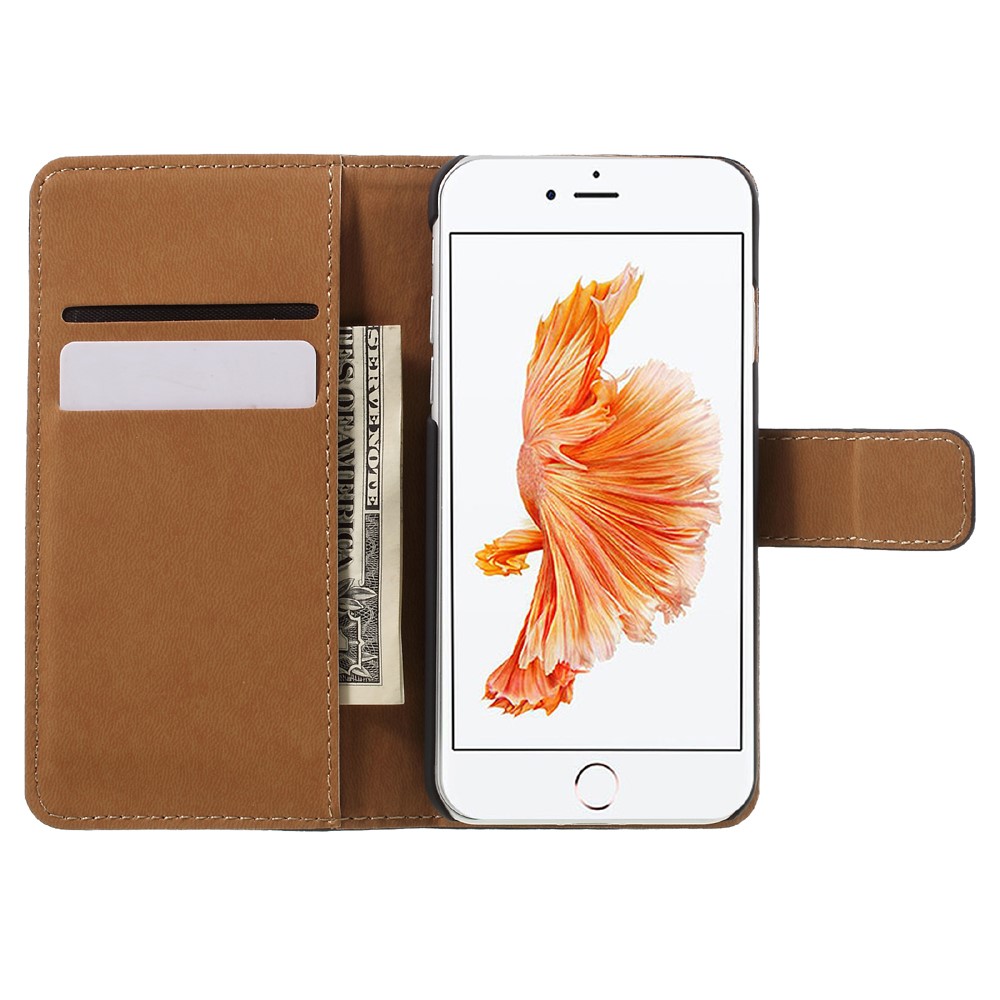 iPhone SE (2022/2020) / 8 / 7 Echtleder Tasche Flip Cover mit Karten Etui - Schwarz