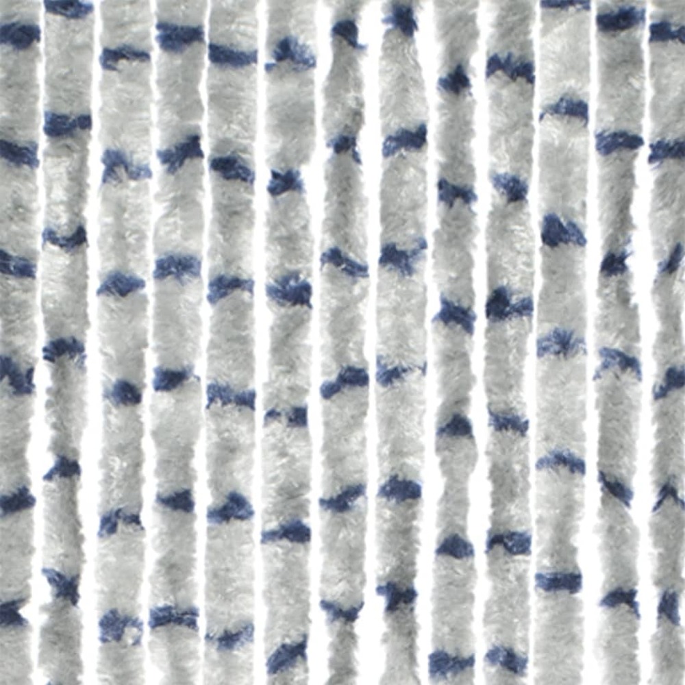 Rideau de porte chenille stripe 185x56 cm gris et bleu