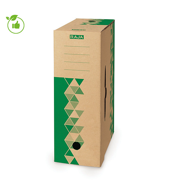 Boites archives Raja, dos 10 cm, jusqu'à 15 kilos, certification FSC, coloris brun/vert, lot de 10