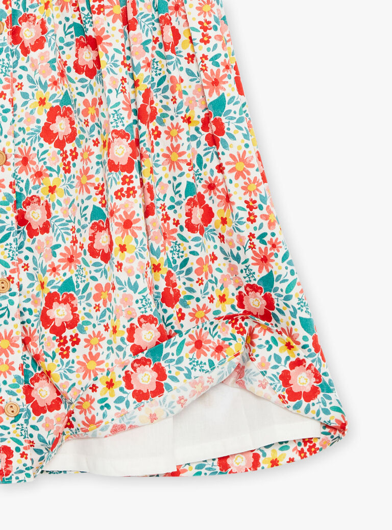 Robe chemise écrue à fleurs