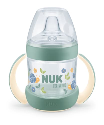 NUK for Nature Trinklernflasche aus nachhaltigem Material*, extra breite und weiche Lippenauflage, mit Temperature Control, auslaufsicher, ab 6 Monaten, 150ml, 1 Stück, grün