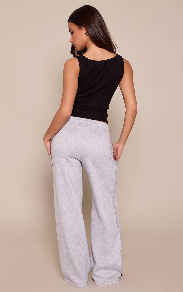Gris Cendré Jogging Petite À Jambes Larges Avec Détail Latéral
