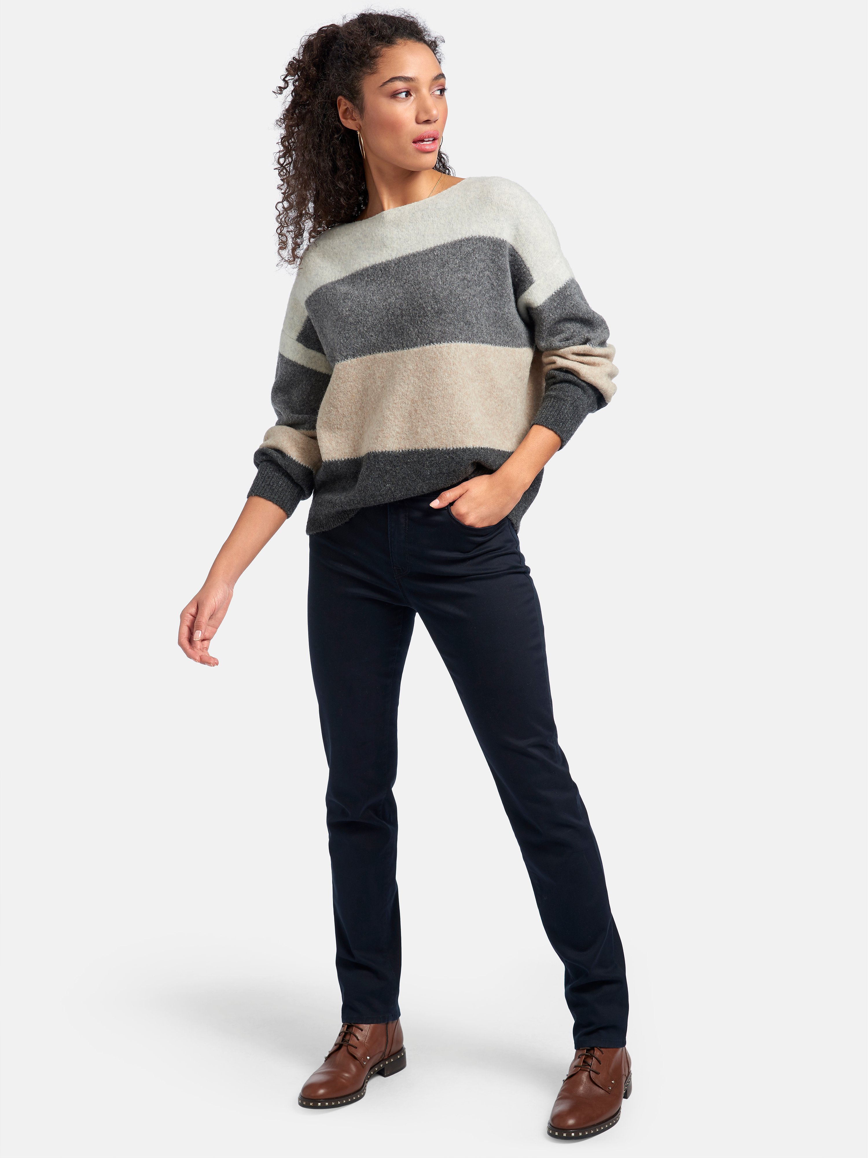 Pullover mit U-Boot-­Ausschnitt