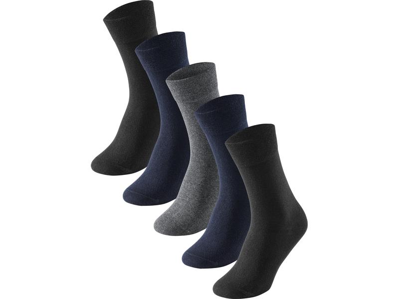 SCHIESSER Socken Herren 5-er Pack, Blau/Grau/Schwarz, 39 - Schwarze Socken für Herren