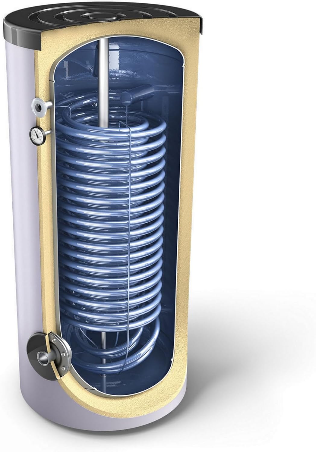 160 Liter Warmwasserspeicher Standspeicher mit einem doppelten Hochleistungswärmetauscher - Wärmepumpenspeicher
