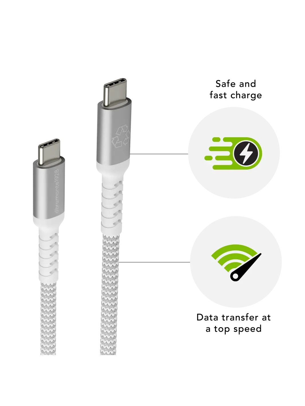 (1.2m) 12W USB A auf Lightning Ladekabel Nylon MFI Datenkabel PD (CB12ALGR7115) - Weiss
