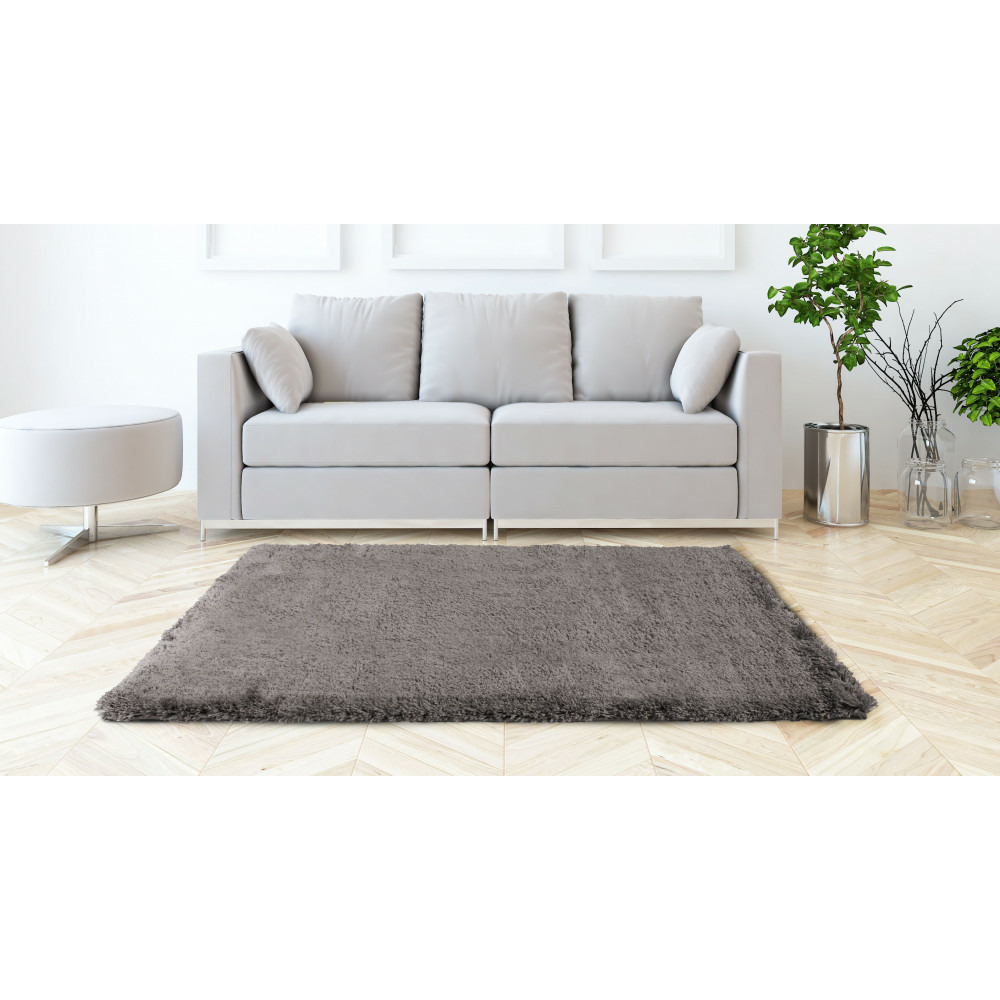 Tapis salon, chambre uni gris anthracite shaggy à poils longs et doux 60x90cm- décoration- mobilier d'intérieur