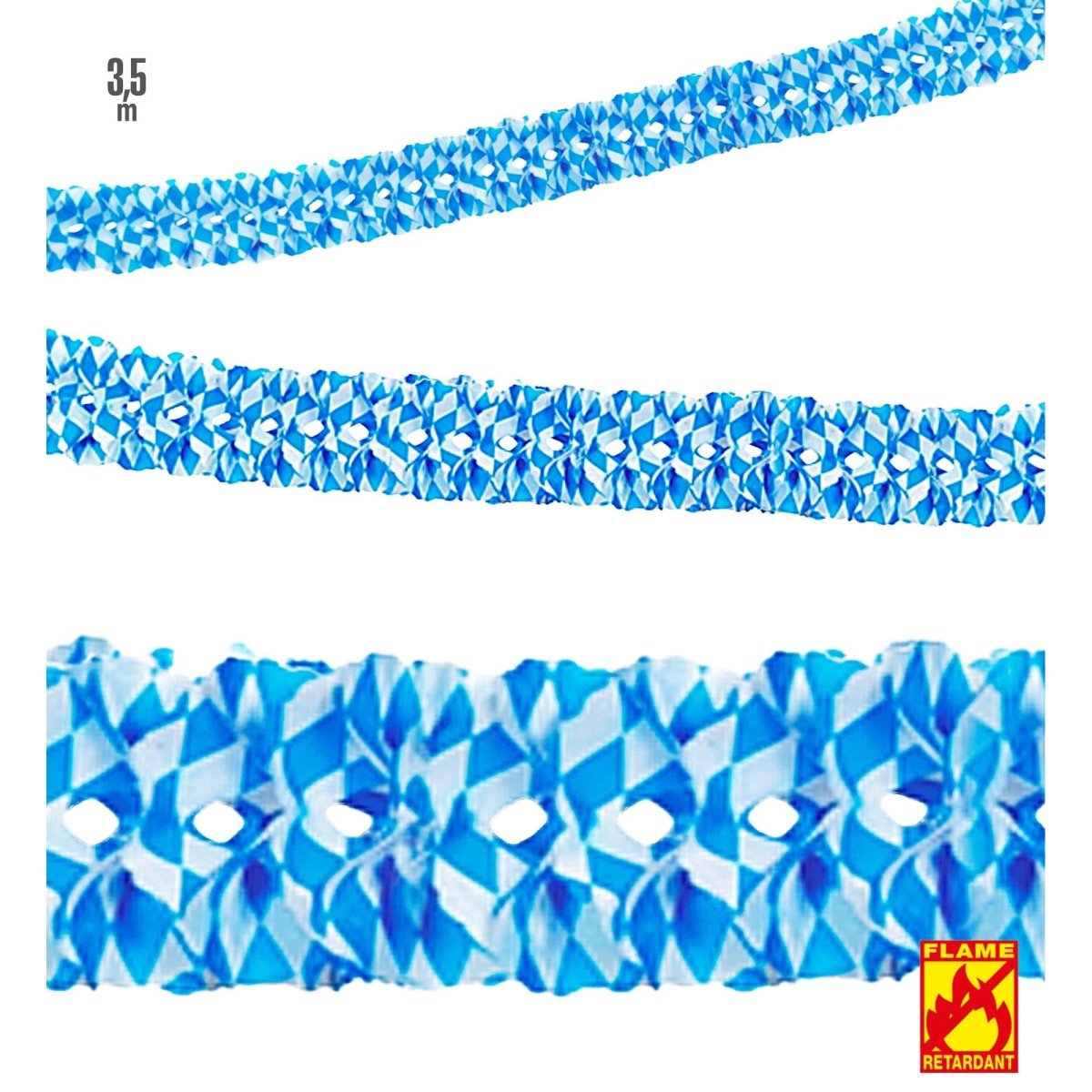 Oktoberfest Slinger Blauw Wit Brandvertragend 3,5m