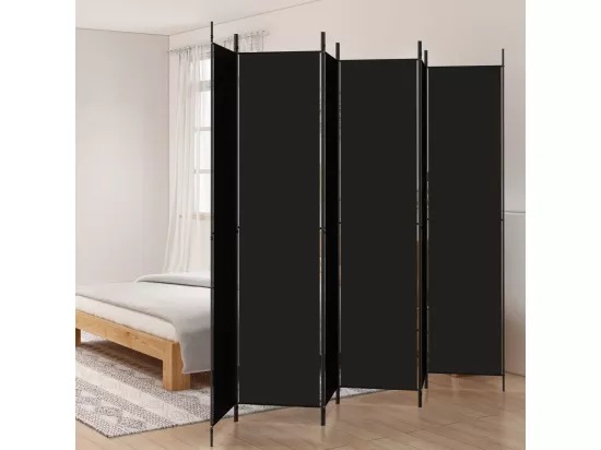 Cloison de séparation 6 panneaux Noir 300x220 cm Tissu