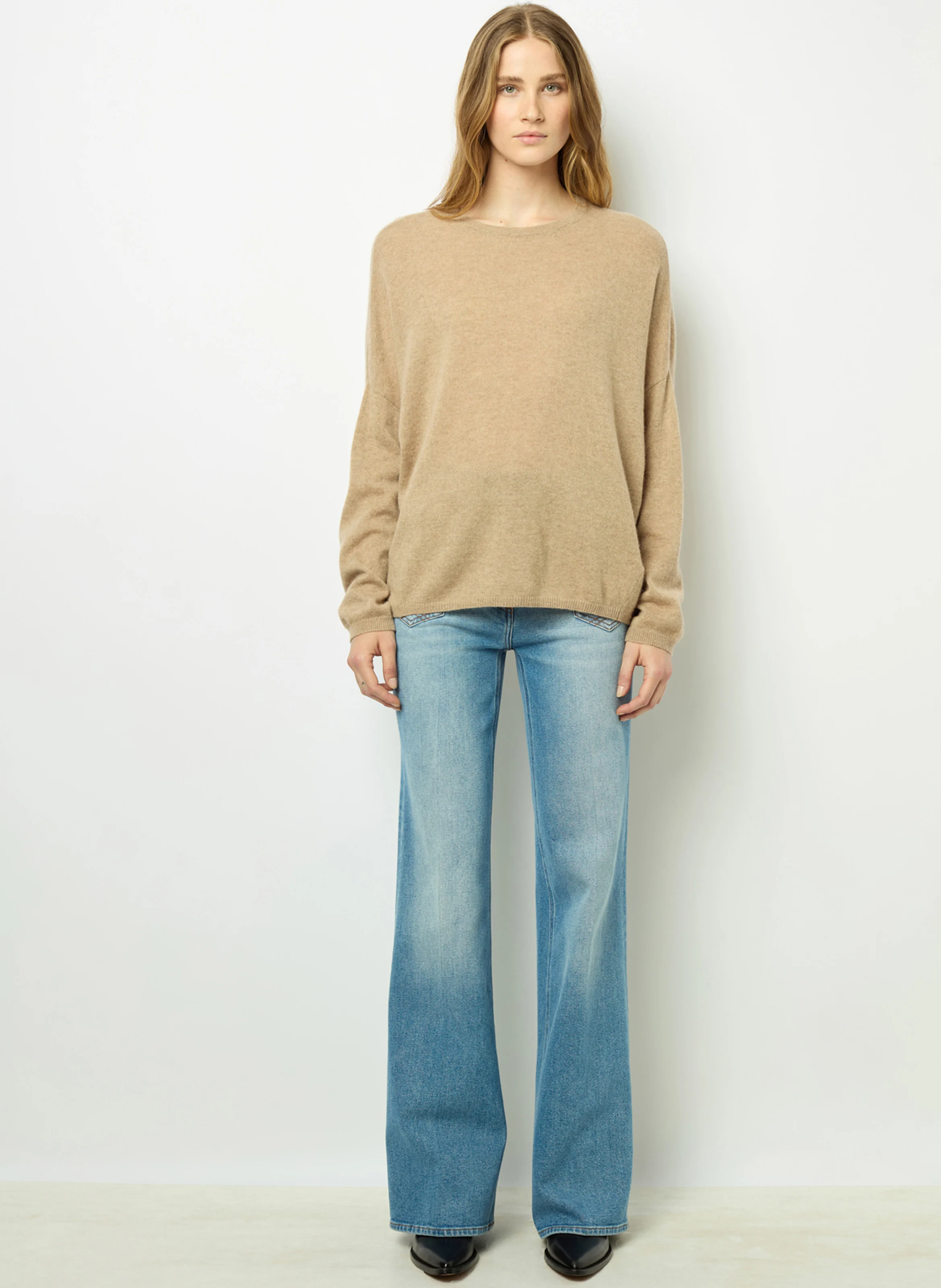 JAZMINE - Pull col rond en cachemire | Beige