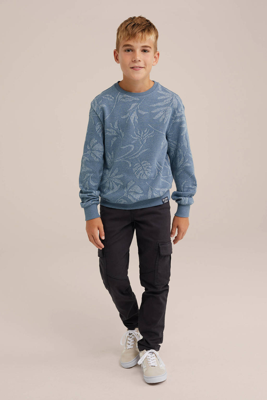 WE Fashion sweater met all over print blauw