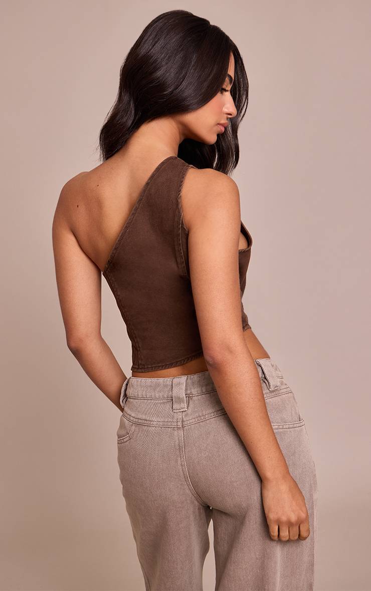 Chocolat Top Asymétrique En Denim Petite