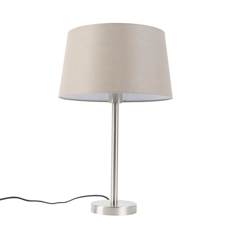 Moderne tafellamp staal met taupe kap 35 cm - Simplo