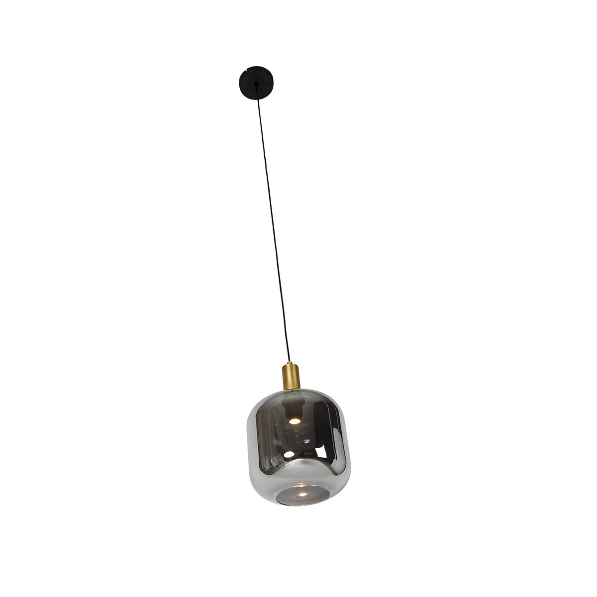 Hanglamp zwart met goud en smoke glas incl. PUCC - Zuzanna
