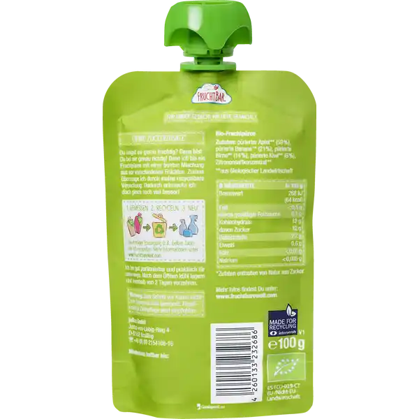 Bio Fruchtpüree Kiwi Apfel Birne Banane