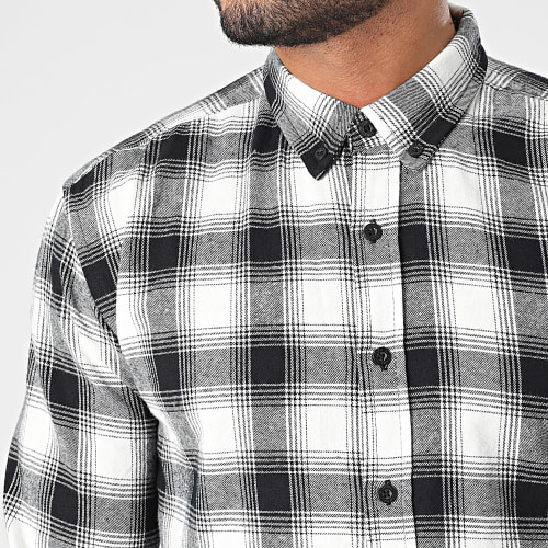 Chemise Manches Longues A Carreaux 10022 Blanc Noir