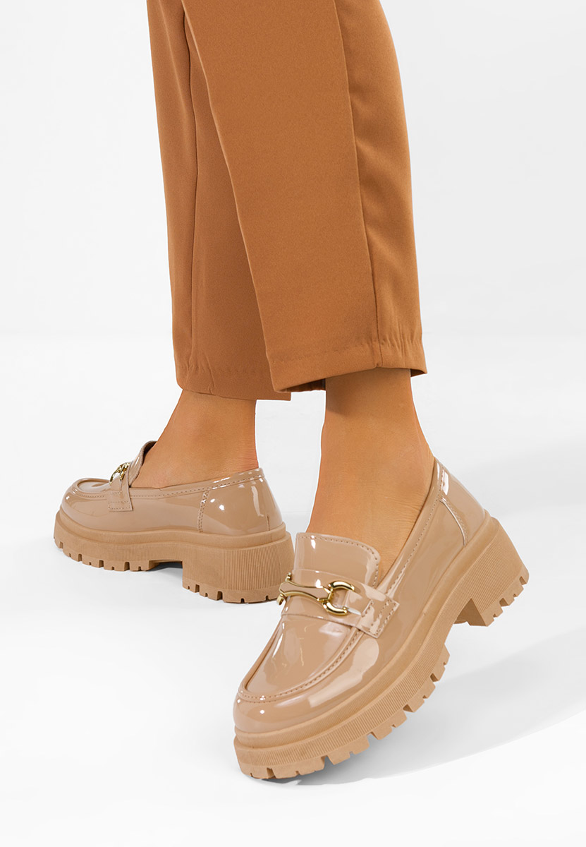 Mocassins femme à semelle épaisse kaki Elssia