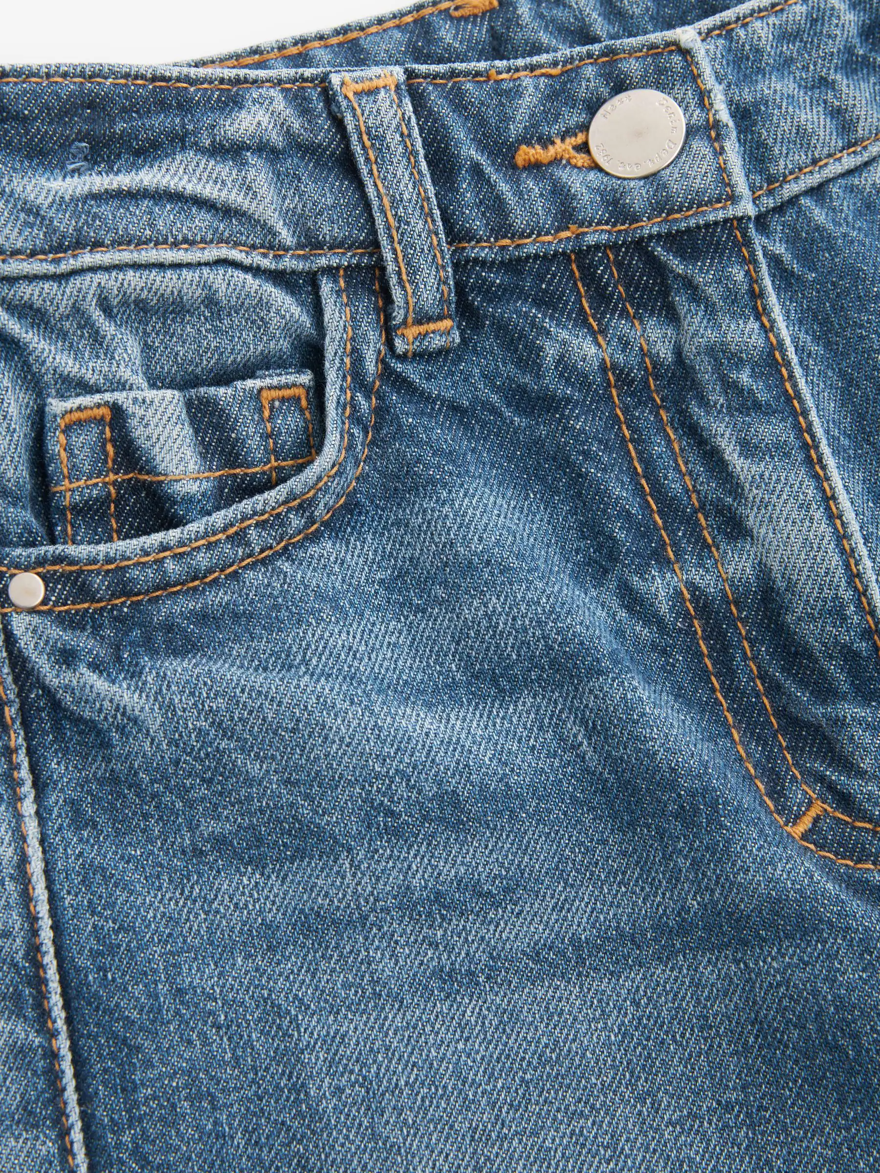 Middenblauw denim - Mom 100% katoenen jeans (3-16jaar)