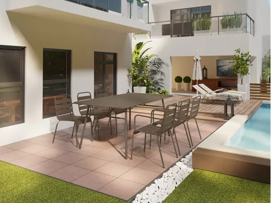 Lot de 2 fauteuils de jardin empilables en métal - Taupe - MIRMANDE de MYLIA