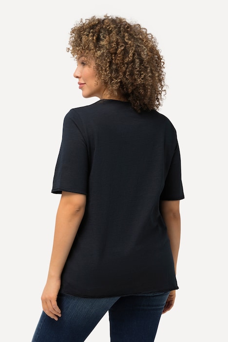 T-Shirt, Rollkanten, Classic, Rundhals, Halbarm