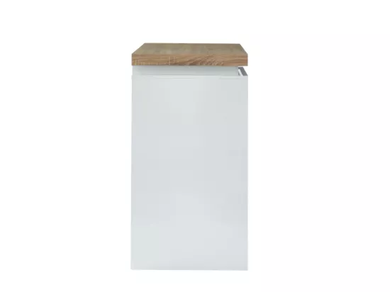 Meuble de bar HALO II - MDF laqué blanc - LEDs - Blanc et Chêne