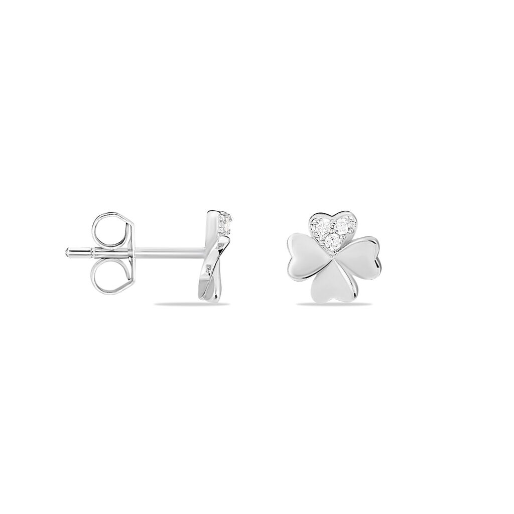Boucles D'oreilles Puces Luce Argent Blanc Oxyde De Zirconium