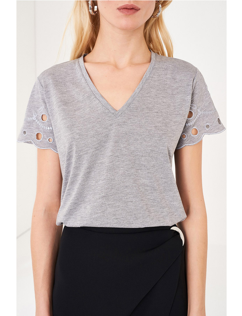 Gray V-Neck T-Shirt