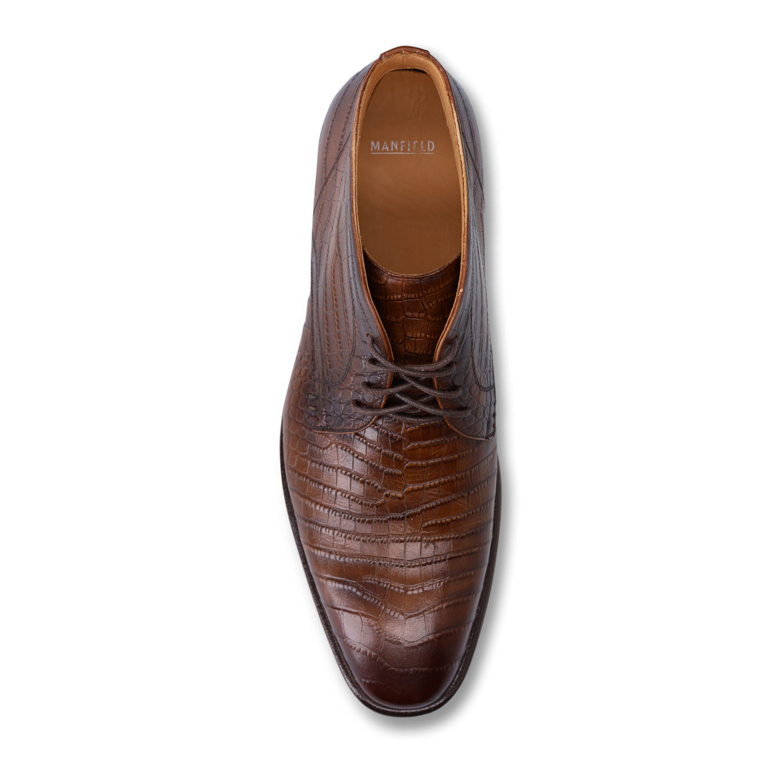 Bruine leren croco veterschoenen