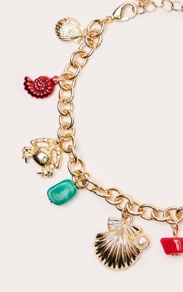 Doré Bracelet Chaîne À Breloques Multiples Pendantes