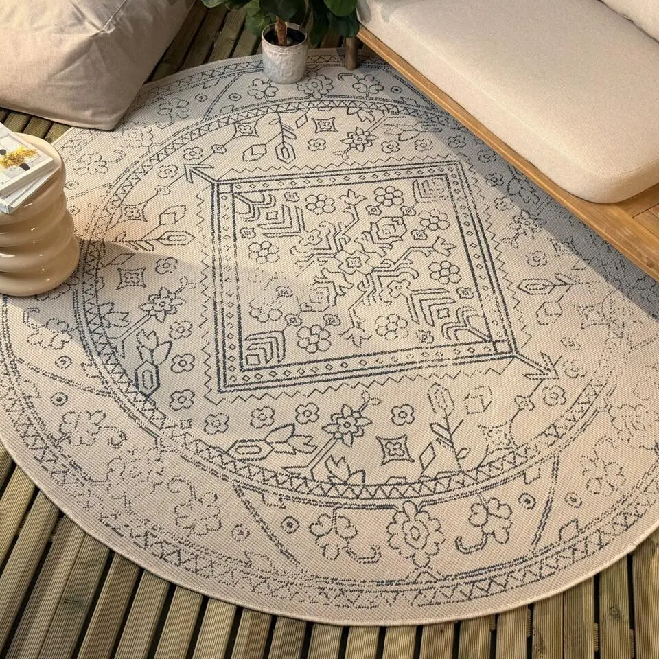 Interieur05 rond buitenkleed blauw Nova - 240 x 240 cm