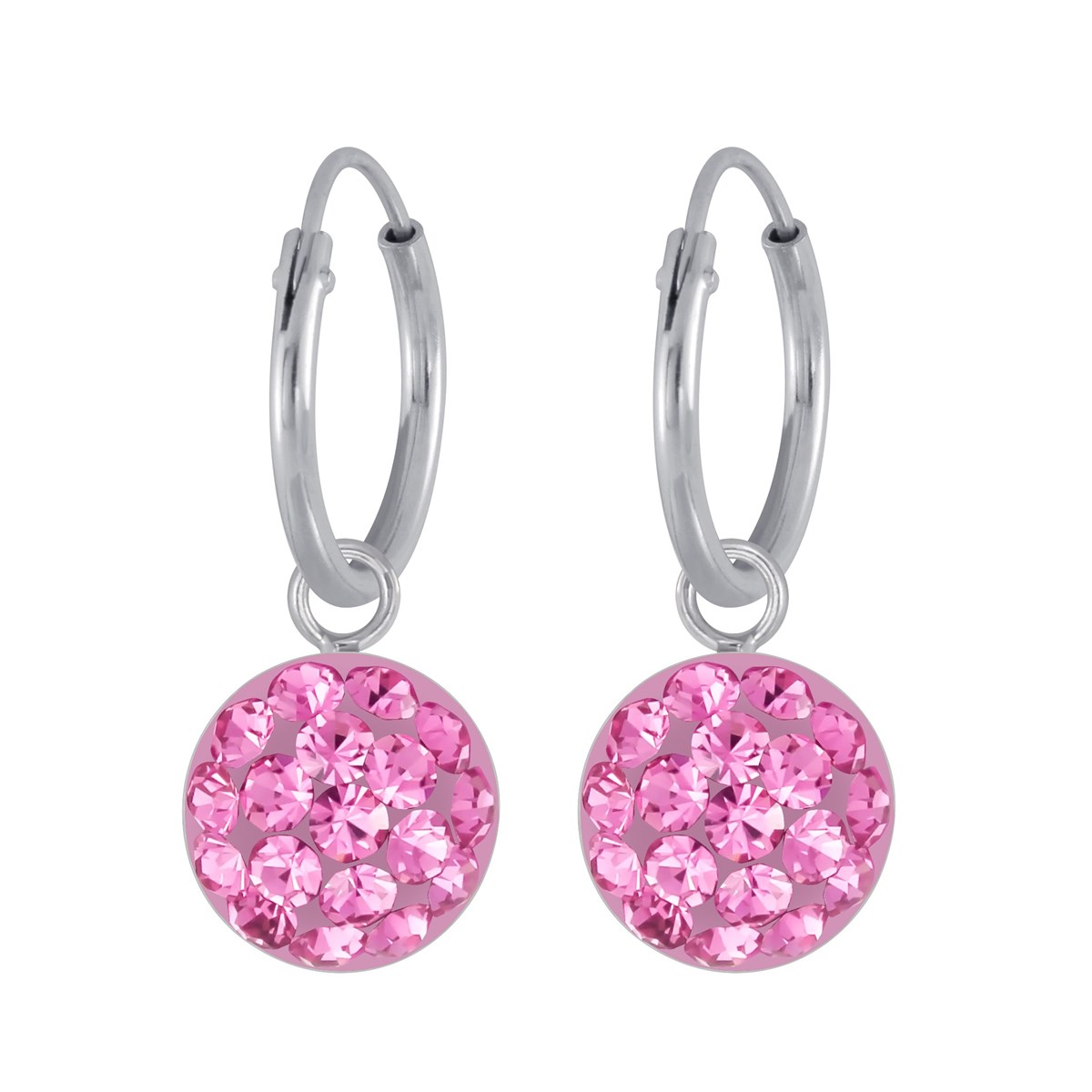 Boucles d'oreilles rondes cristal en argent 925