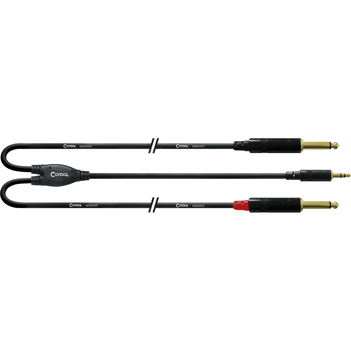 Cordial CFY1.5WPP-LONG Intro verloopkabel 3.5mm TRS jack-2x6.3mm TS jack 1.5m zwart