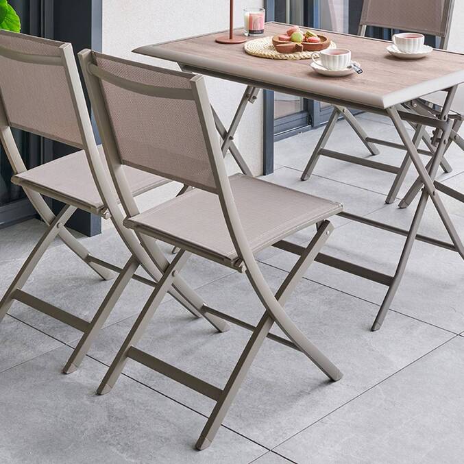Lot de 4 chaises de jardin pliante ESSENTIA Noisette / Café