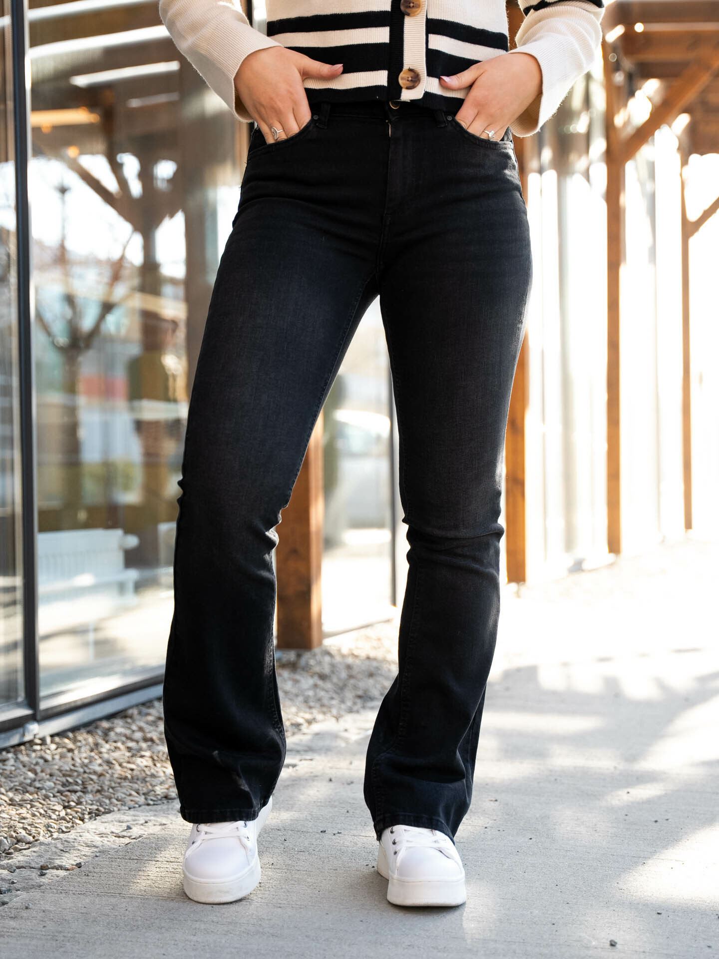 Blush Mid Flared Denim