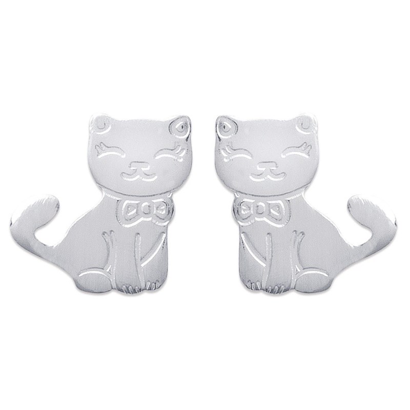 Boucles d'oreilles chat pour enfant Argent 925 Rhodié