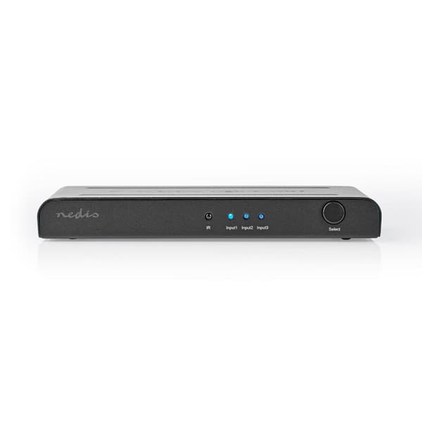 Nedis HDMI ™ Switch | 3-Port port(s) | 3x HDMI™ Inngang | 1x HDMI ™ -utgang | 4K@60Hz | 18 Gbps | Fjernstyrtkontrolert | Metall | Antrasitt
