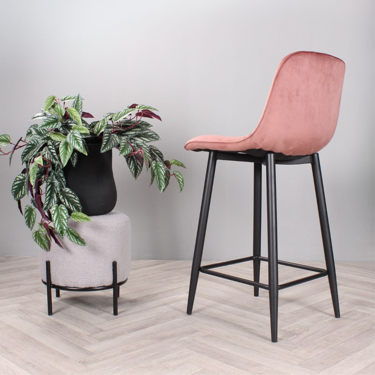 DS4U - Gaby barkruk velvet 65 cm 2.0 - roze
