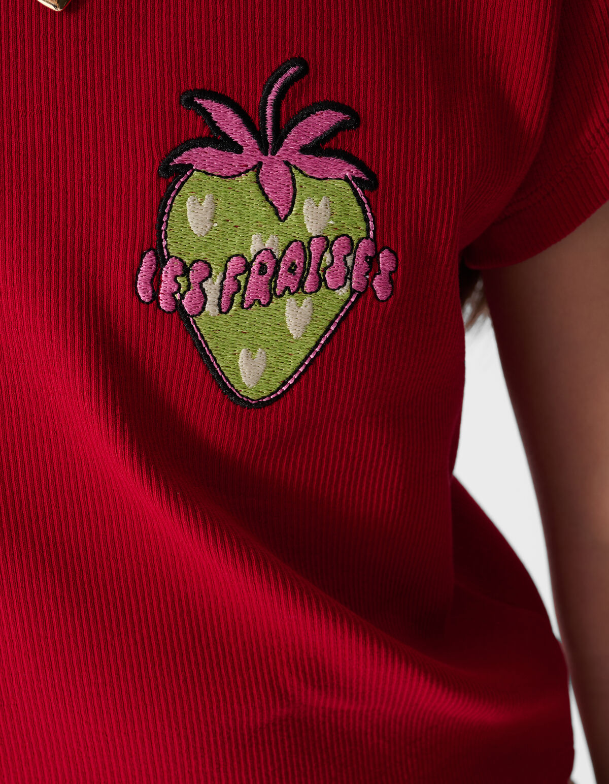Les Fraises Rib Crop Top Rood