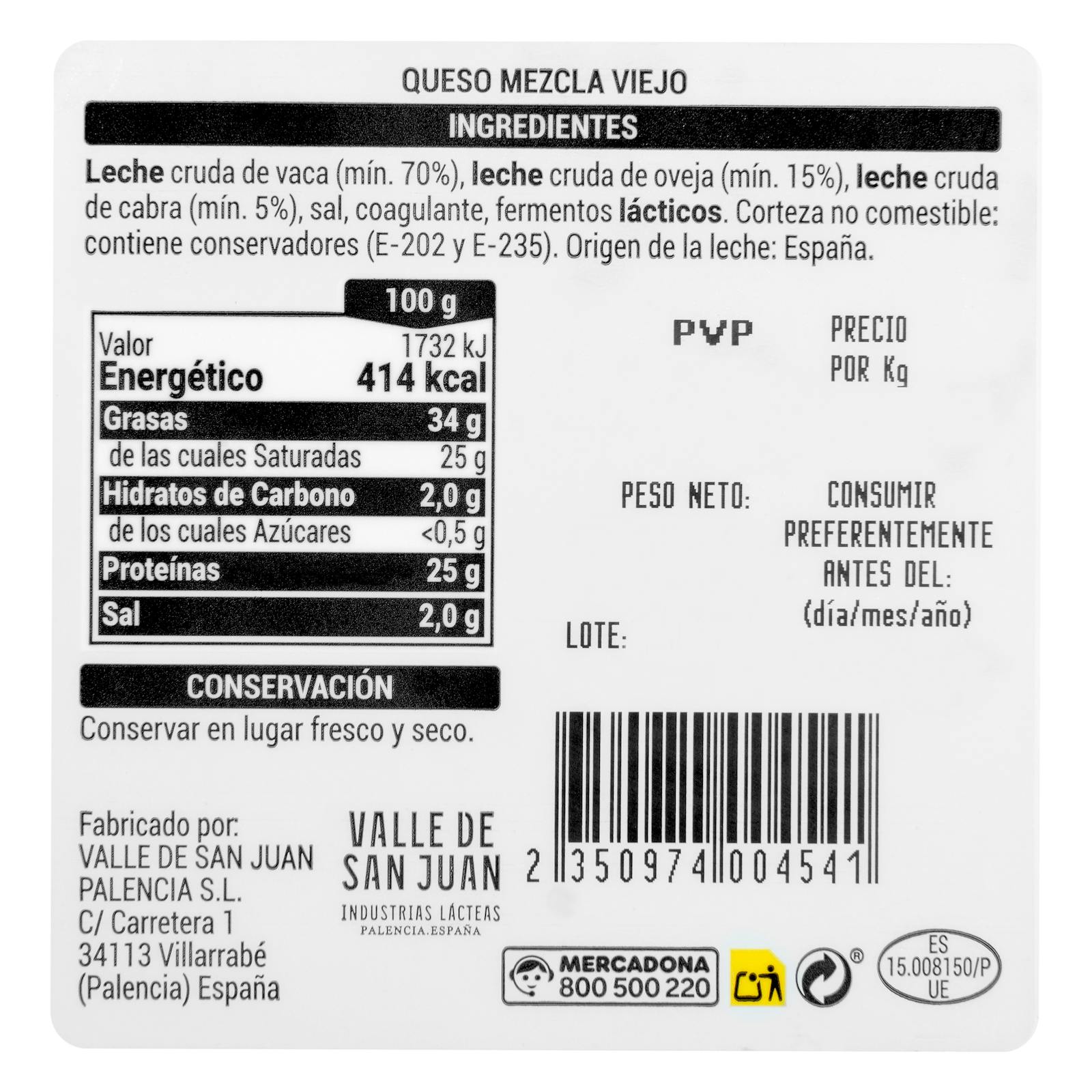 Fromage affiné intense mélangé Hacendado