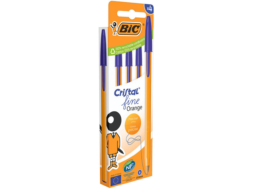 ESFEROGRAFICA ORANGE BIC AZUL 4 UNIDADES