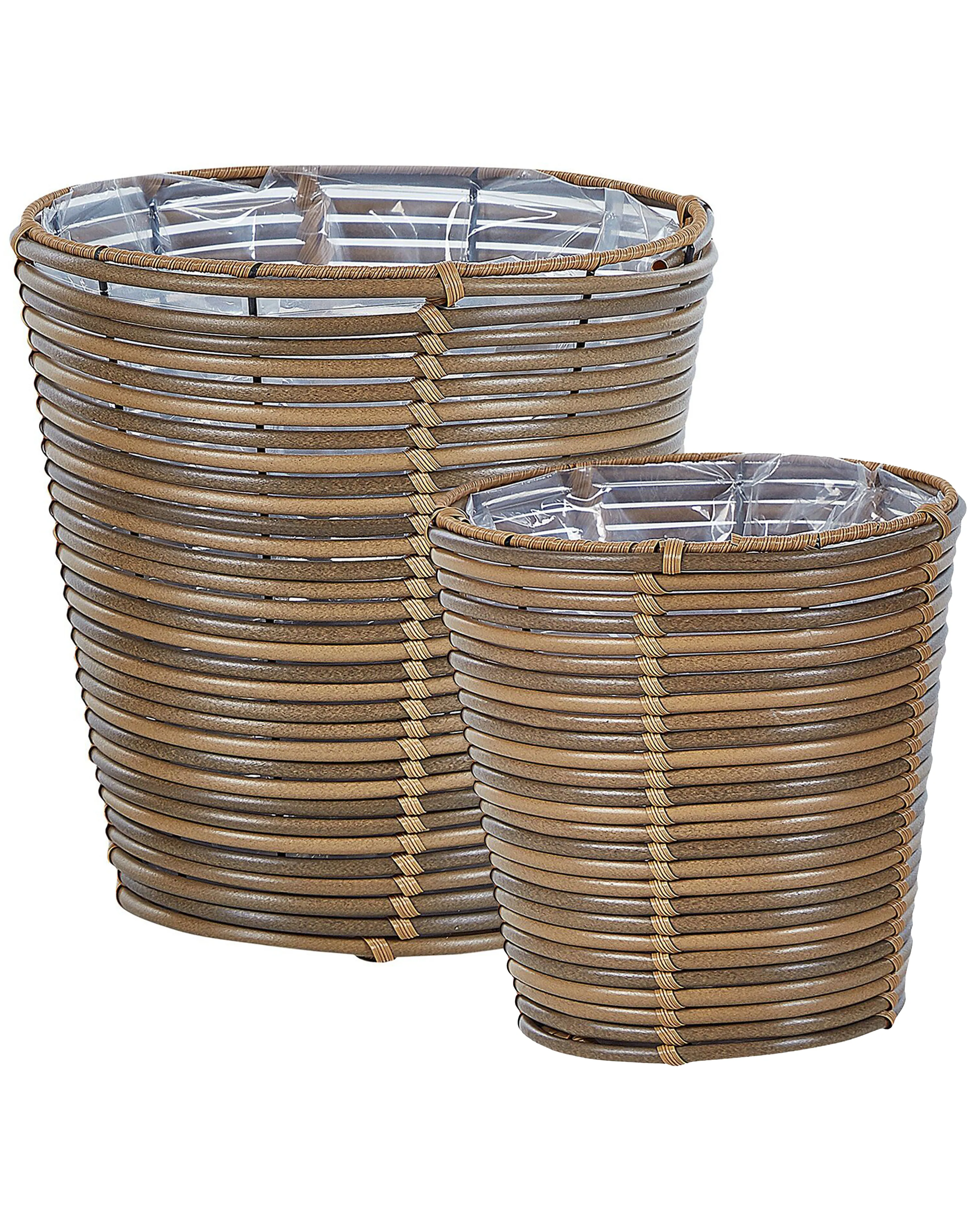 Set van 2 bloempotten SARTI PE rotan 24/31 cm Bruin