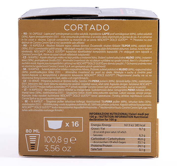 80 Capsules Nescafe® Dolce Gusto® compatibles Gran Riserva Cortado - CAFFE CORSINI