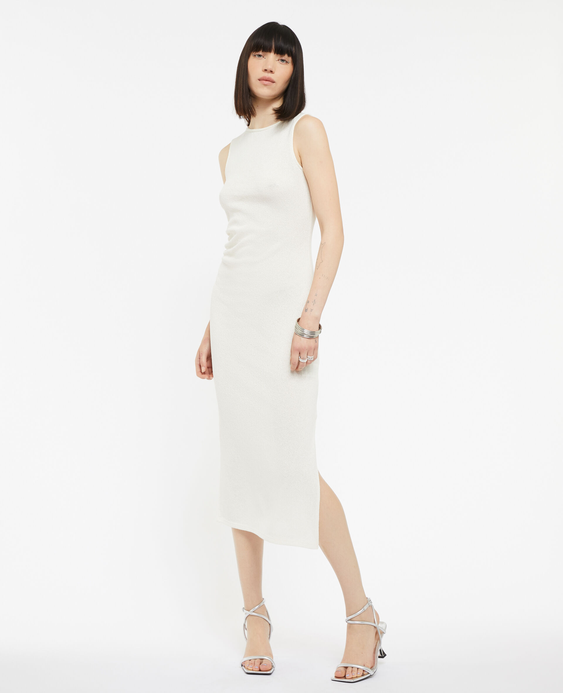 Robe longue en maille - Blanc