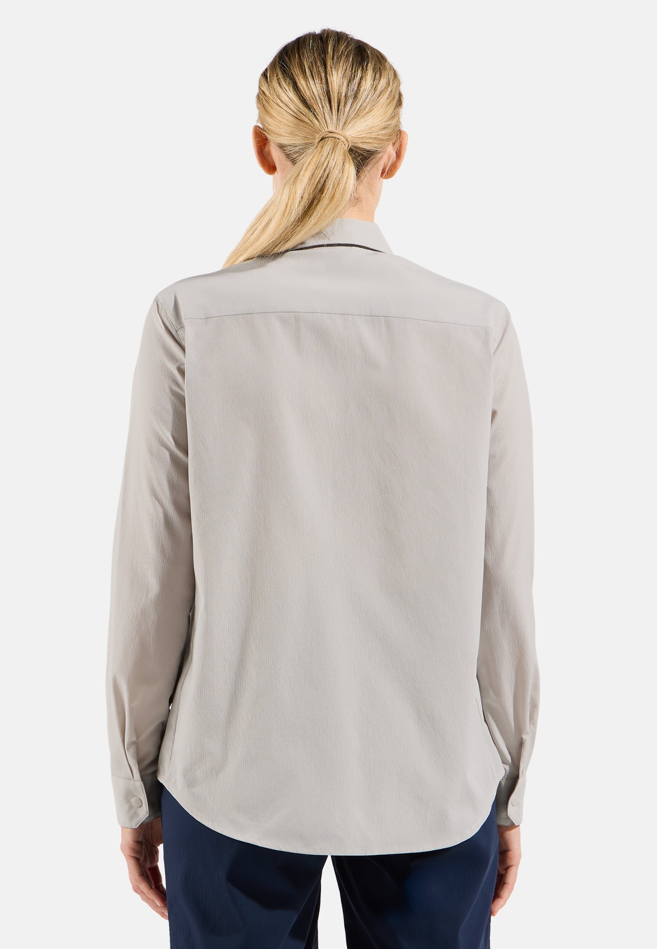 Essentials Langarm-Wanderhemd in silver cloud